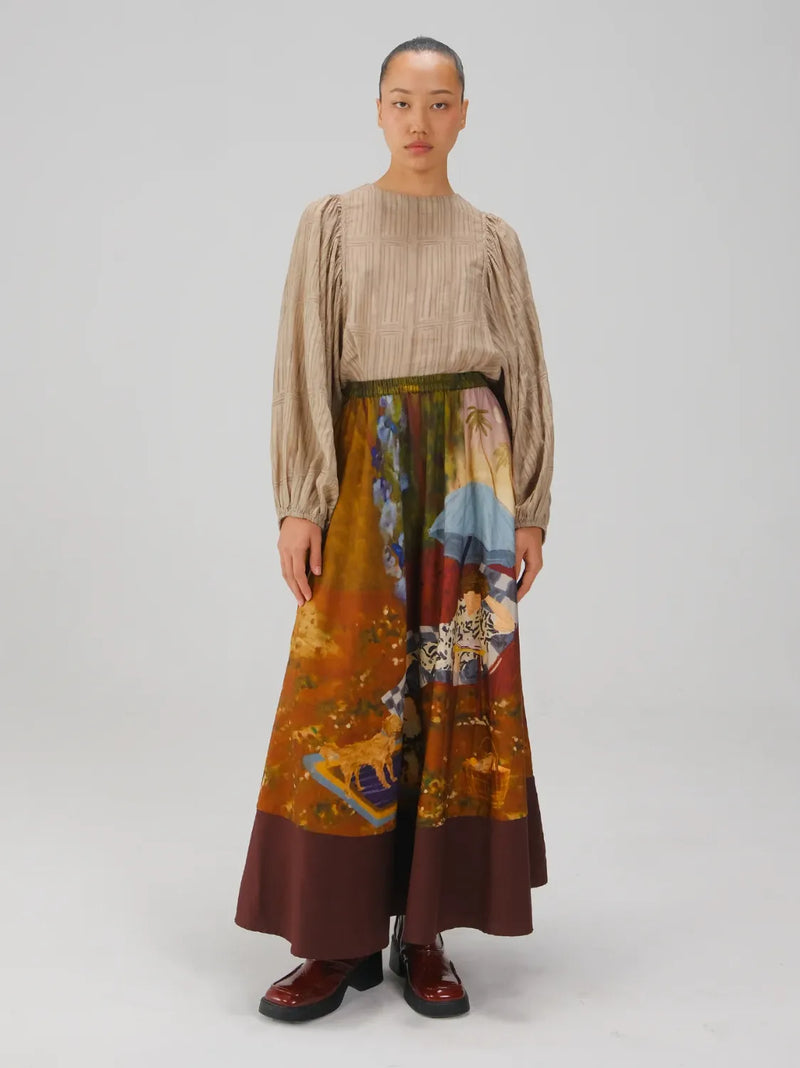Print Blocked Skirt - Lakeside satin by CORD for women in Singapore