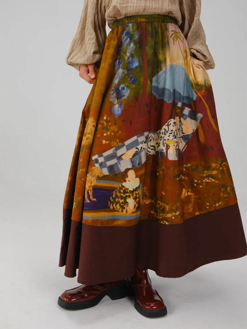 Print Blocked Skirt - Lakeside satin by CORD for women in Singapore