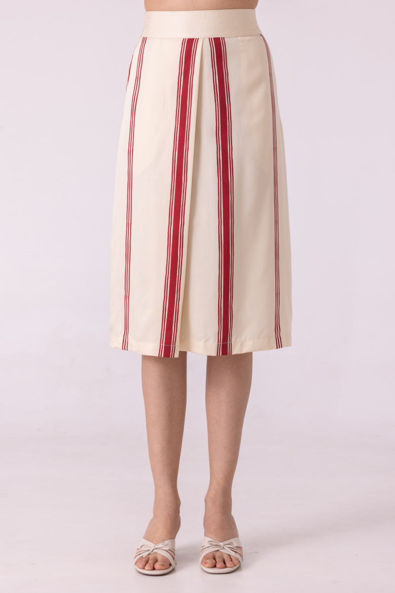 Prynne Red Striped Skirt tencil twill by The Summer House for women in Singapore