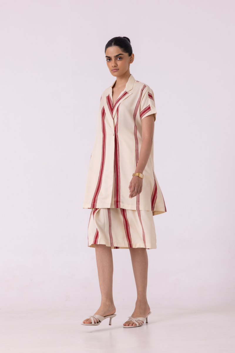 Prynne Red Striped Skirt tencil twill by The Summer House for women in Singapore