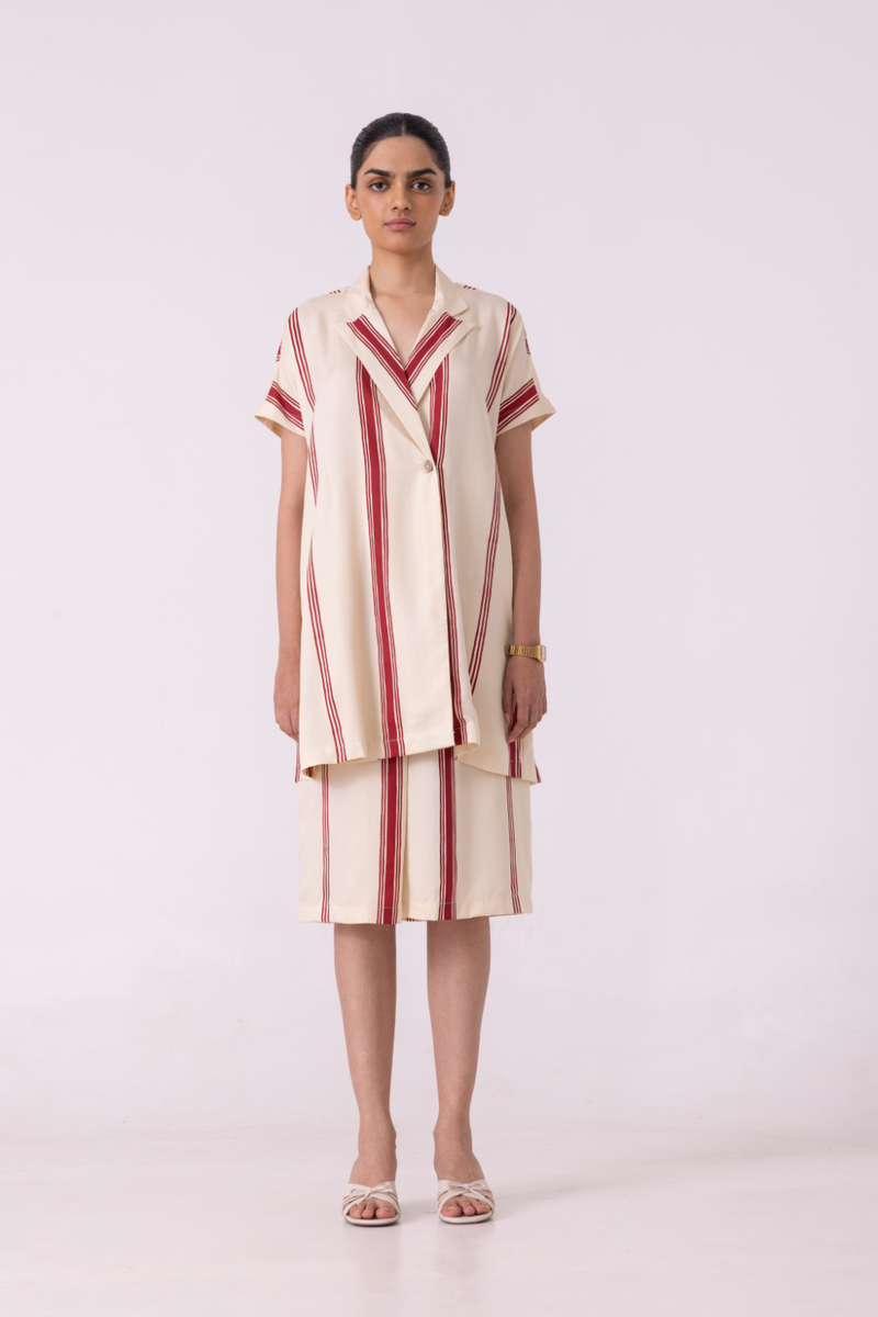 Prynne Red Striped Skirt tencil twill by The Summer House for women in Singapore