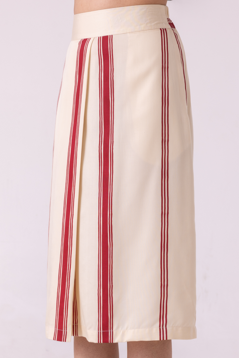 Prynne Red Striped Skirt tencil twill by The Summer House for women in Singapore