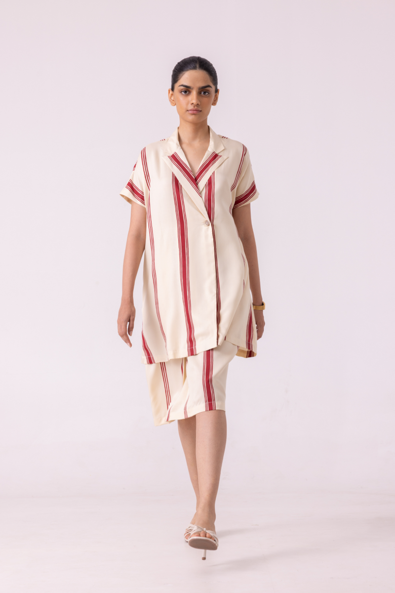 Prynne Red Striped Skirt tencil twill by The Summer House for women in Singapore