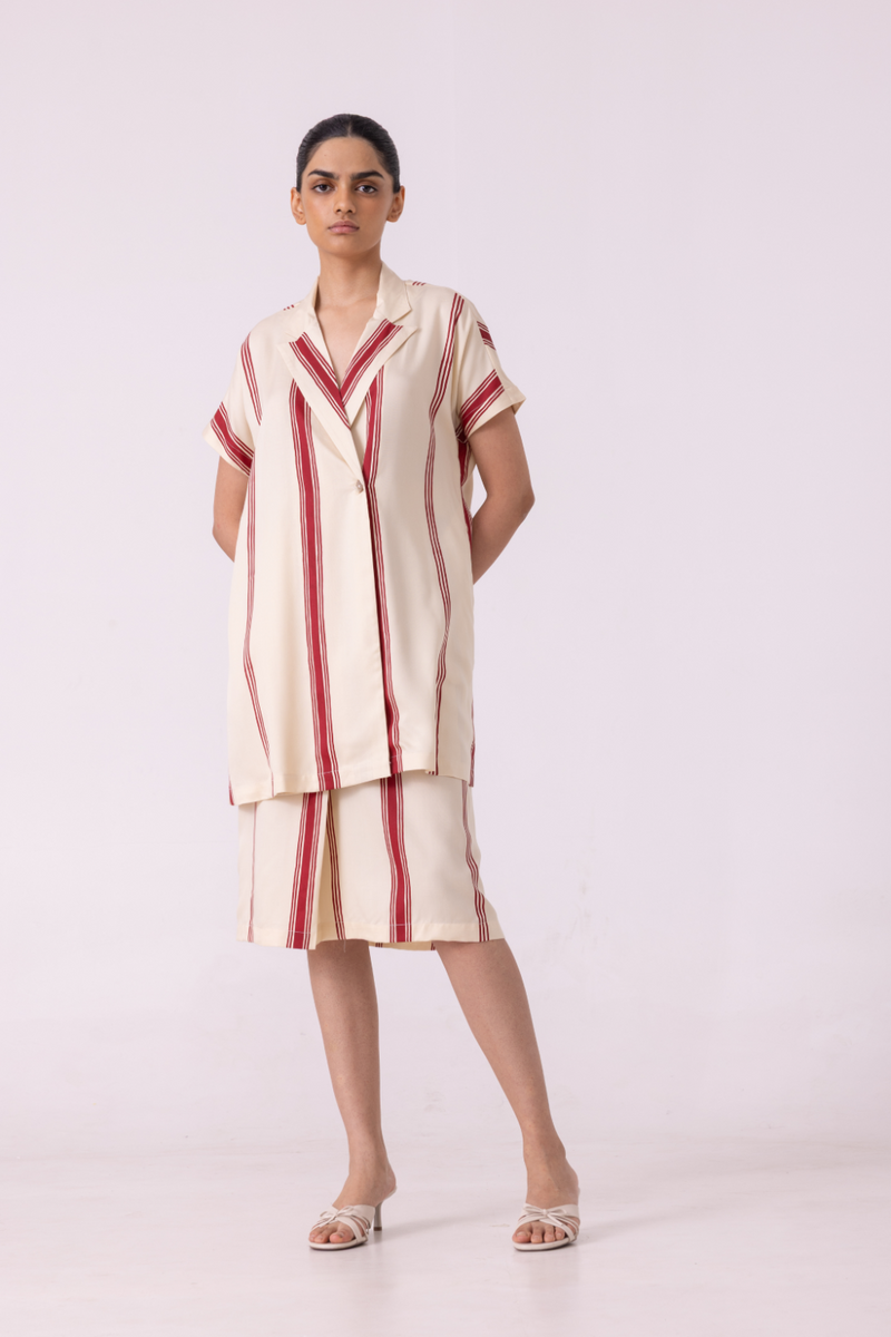 Prynne Red Striped Skirt tencil twill by The Summer House for women in Singapore