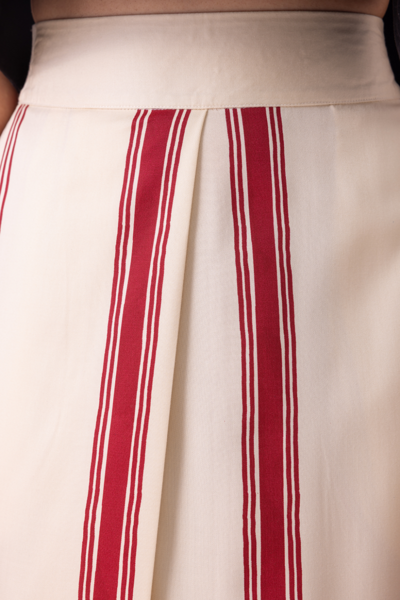 Prynne Red Striped Skirt tencil twill by The Summer House for women in Singapore