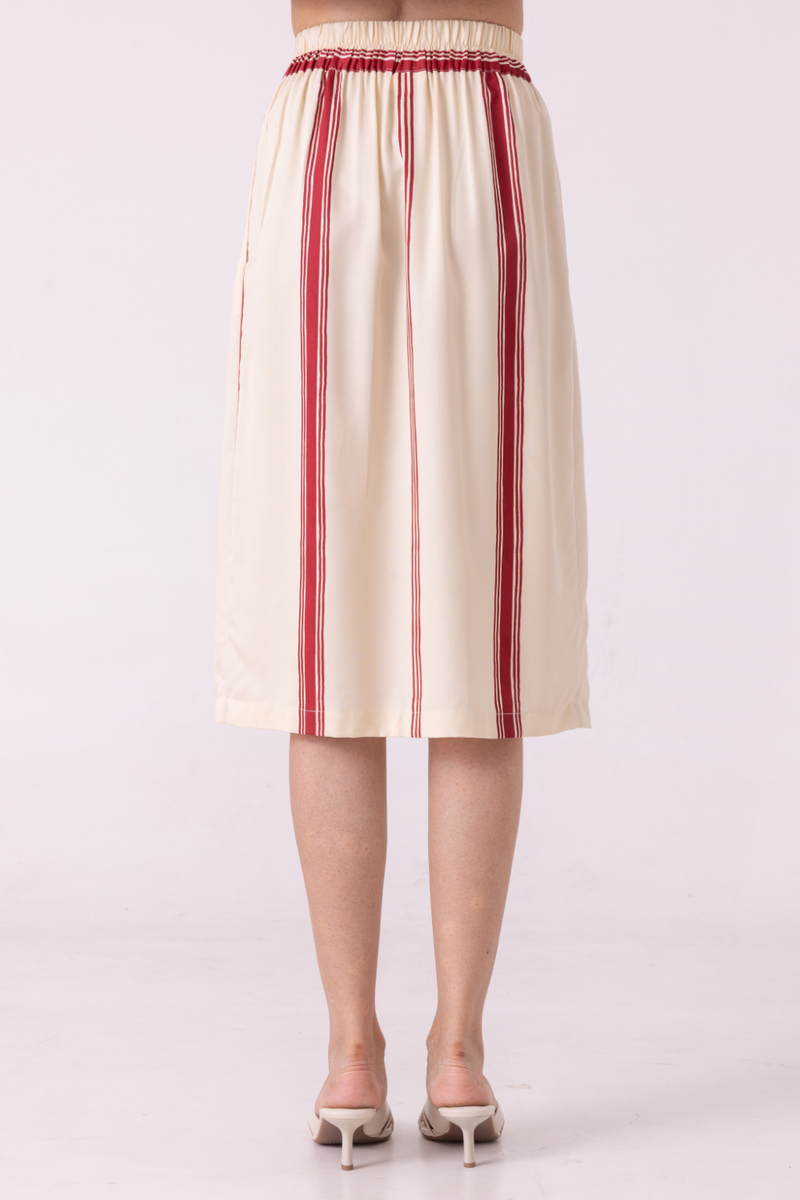 Prynne Red Striped Skirt tencil twill by The Summer House for women in Singapore