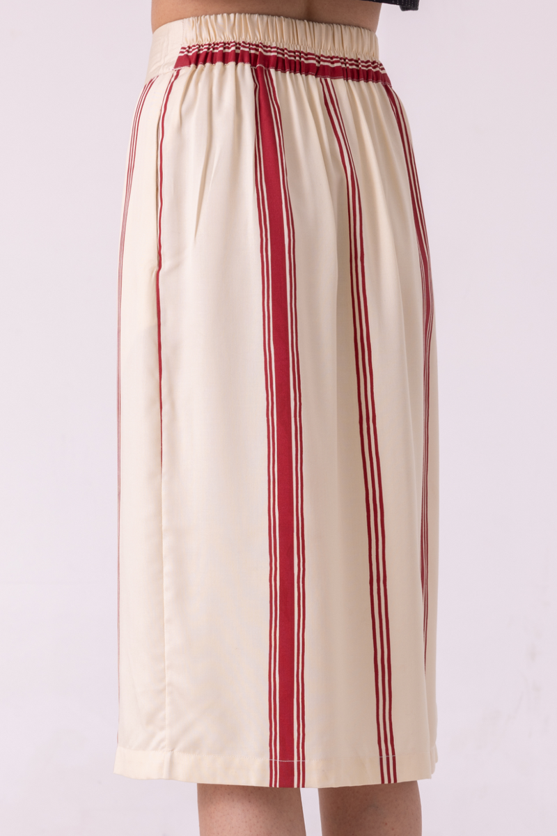 Prynne Red Striped Skirt tencil twill by The Summer House for women in Singapore