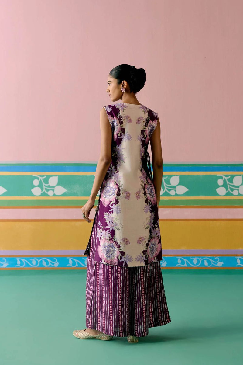 Purple Ikat Jacket Set chanderi Buy Purple Ikat Jacket Set from C&W | Co-Ord Sets for Women by Label Mogra in purple color for women in Singapore