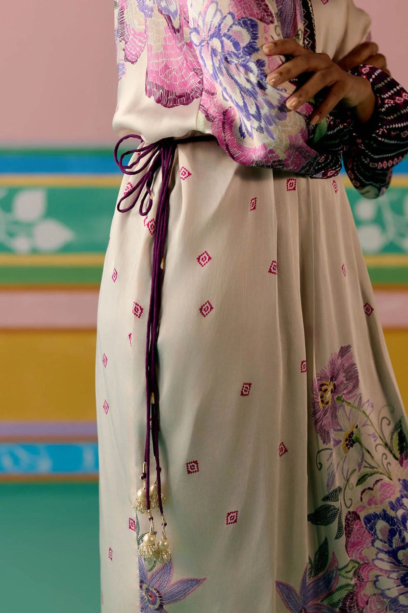 Purple Ikat Kaftan Set (Long) satin Buy Purple Ikat Kaftan Set (Long) from C&W | Co-Ord Sets for Women by Label Mogra in purple color for women in Singapore