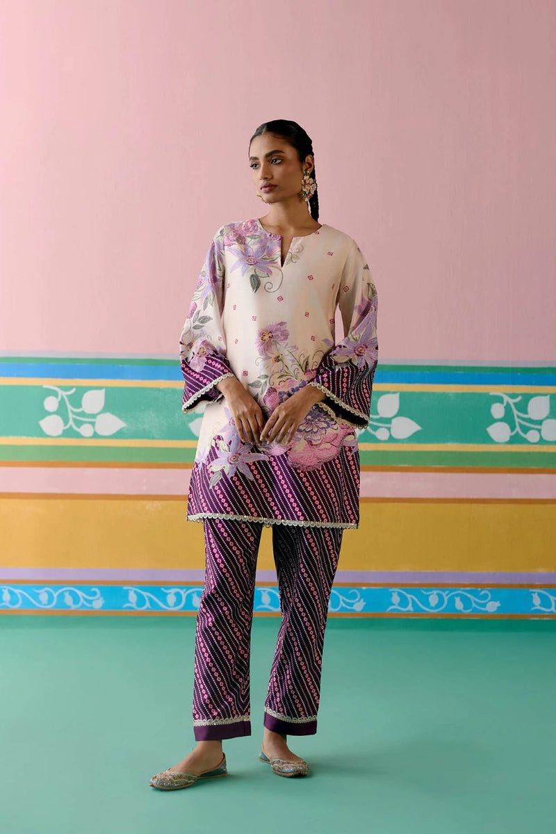 Purple Ikkat Kurta Set chanderi Buy Purple Ikkat Kurta Set from C&W | Light Kurta Sets for Women by Label Mogra in purple color for women in Singapore