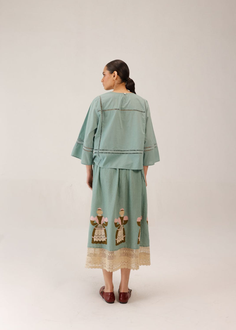 QUAD SET (QUAD TOP+ CLAIRE SKIRT) - DOLL PB APPL by CORD for women in Singapore