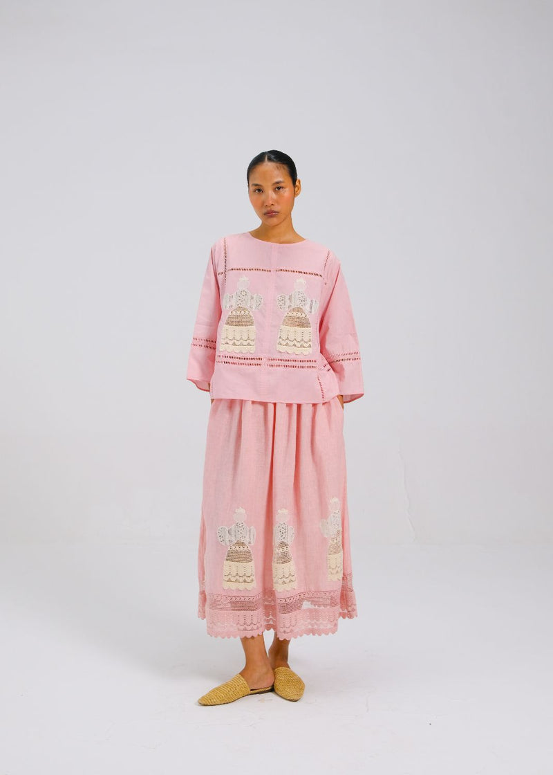 QUAD SET (QUAD TOP+ CLAIRE SKIRT) - DOLL ROSE APPL by CORD for women in Singapore