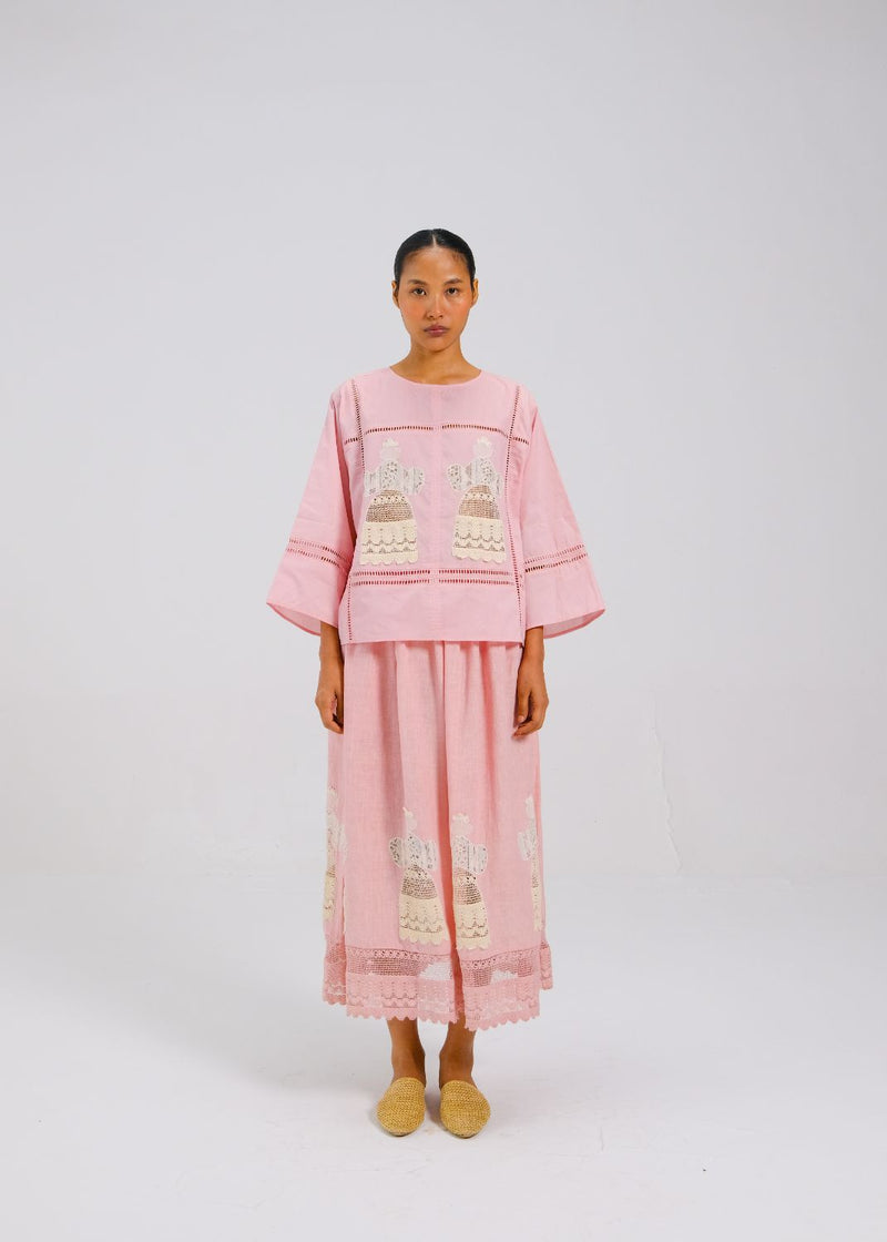 QUAD SET (QUAD TOP+ CLAIRE SKIRT) - DOLL ROSE APPL by CORD for women in Singapore
