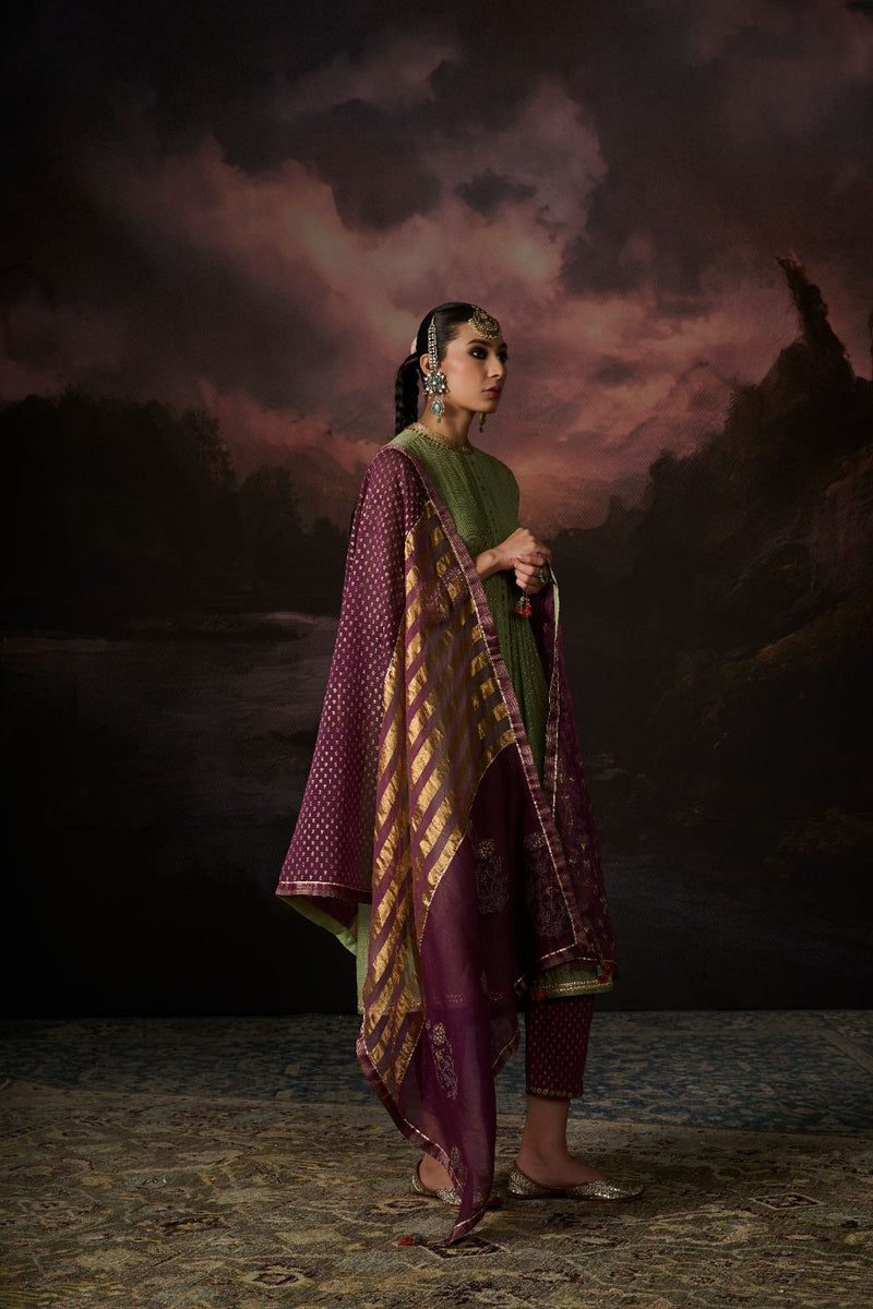 REEM DUPATTA chanderi by SWATTI KAPOOR in purple color for women in Singapore