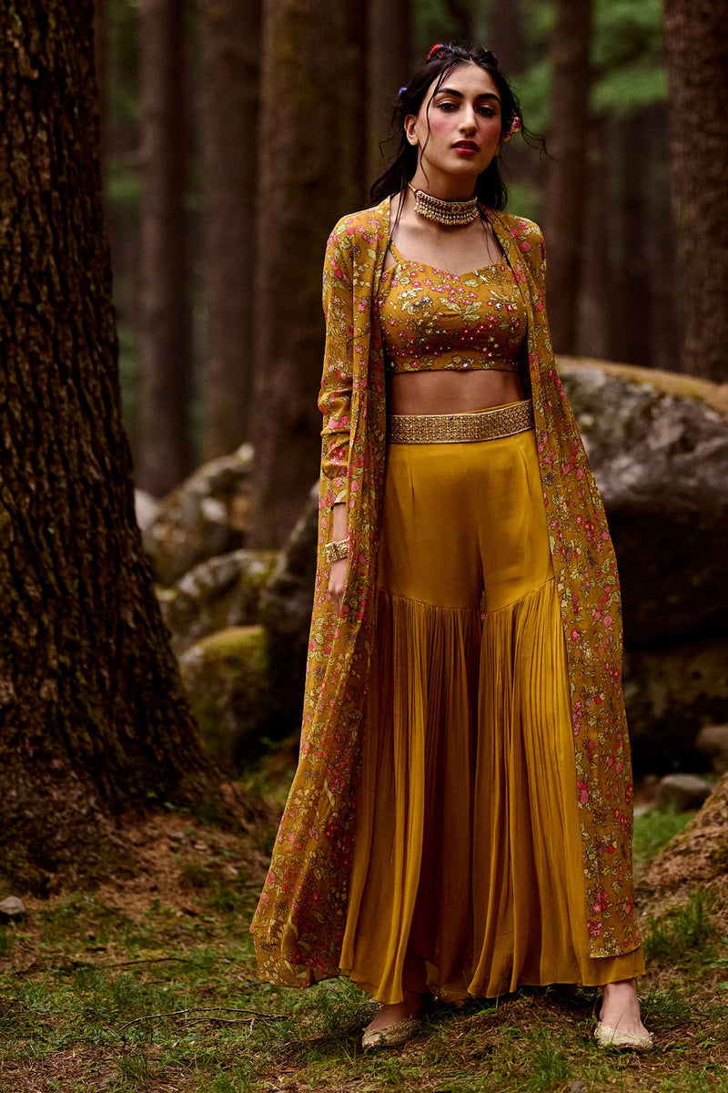 Regan Jacket Set cotton silk by Paulmi & Harsh-kahan Sep'26 in yellow for women in Singapore