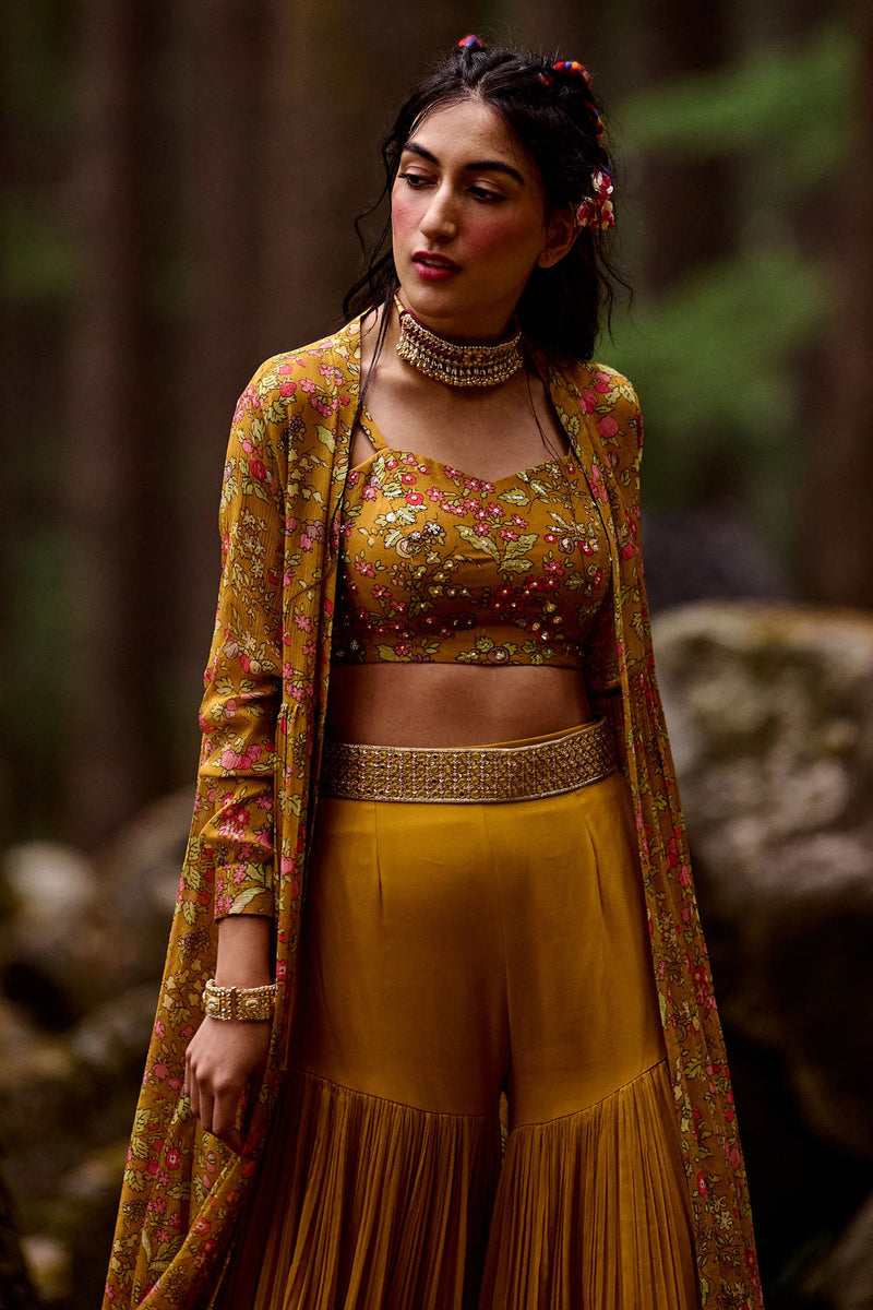 Regan Jacket Set cotton silk by Paulmi & Harsh-kahan Sep'26 in yellow for women in Singapore