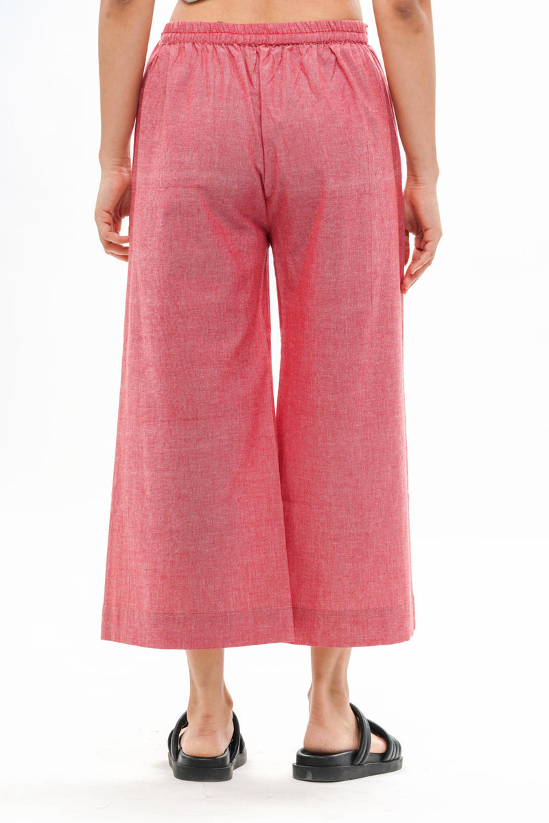 REN PALAZZO 100% cotton by Translate - Handwoven Ikat in red color for women in Singapore