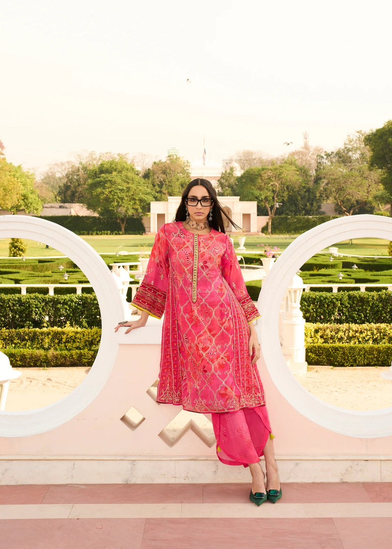 Retro Raani Candy Choga Style Kurta Set crepe kurta/kurta set by Rajiramniq in pink for women in Singapore
