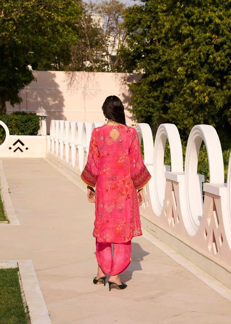 Retro Raani Candy Choga Style Kurta Set crepe kurta/kurta set by Rajiramniq in pink for women in Singapore