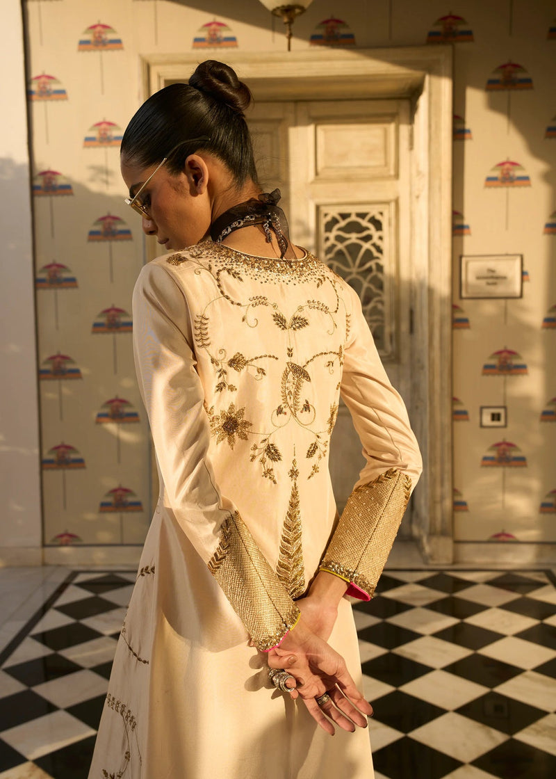 Retro Raani Ivory Jaal kaftan dress silk dress by Rajiramniq in ivory for women in Singapore