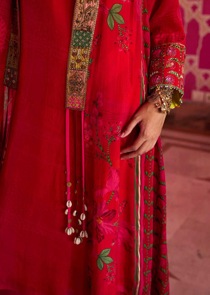 Retro Raani Red Jacket Kurta Set crepe kurta/kurta set by Rajiramniq in red for women in Singapore