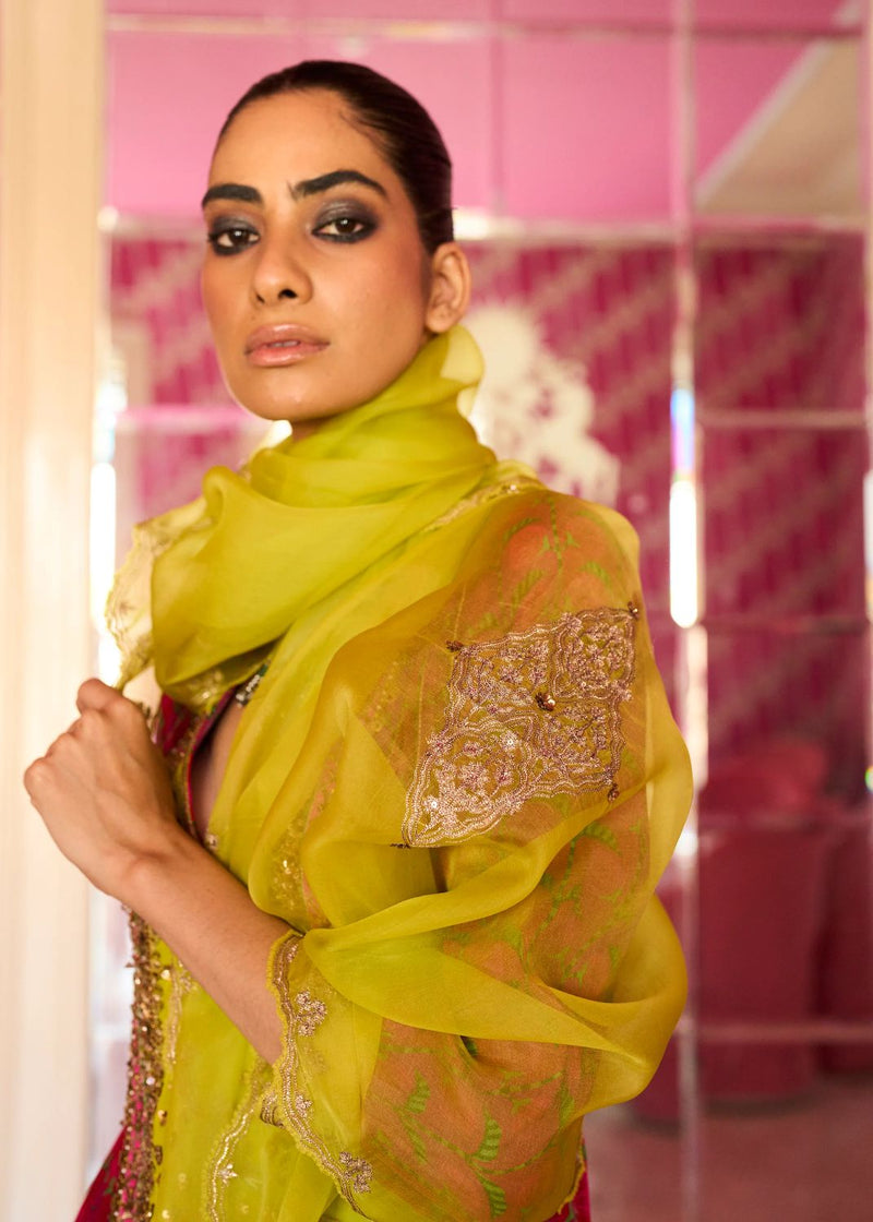 Retro Raani Red Silk Yoke Kurta Set by Rajiramniq for women in Singapore