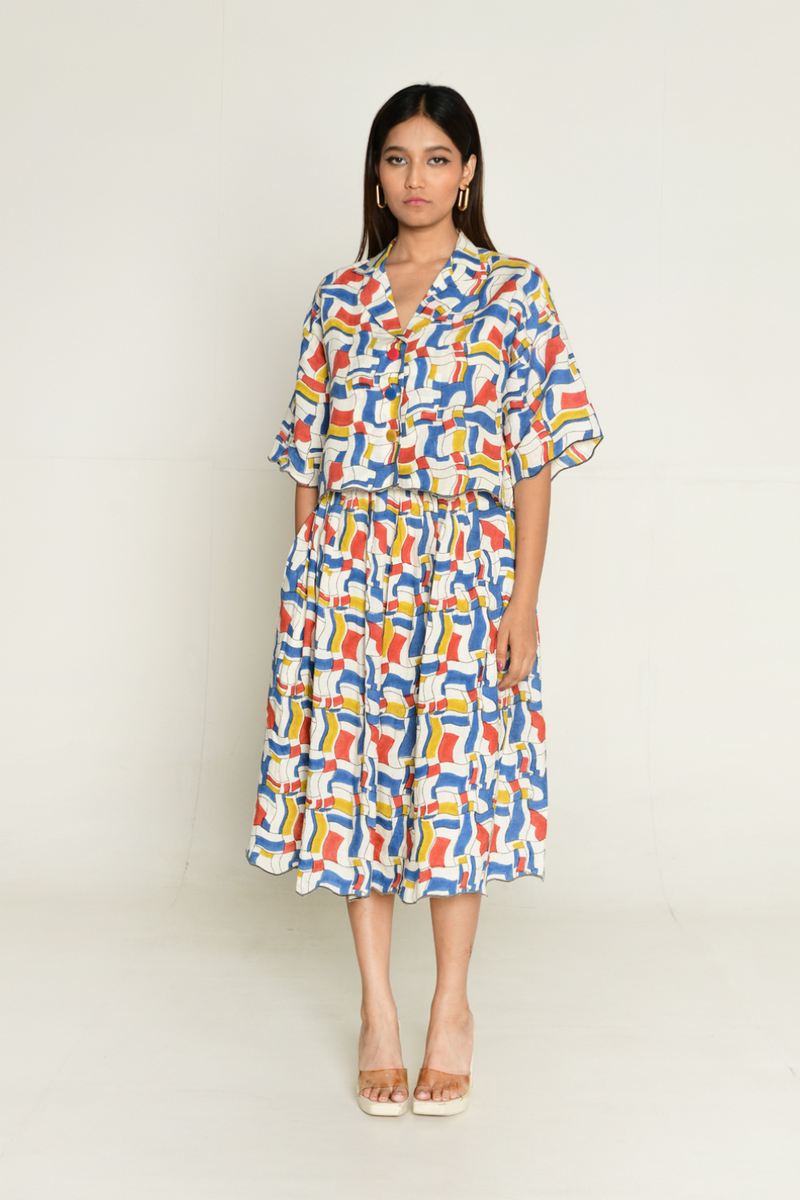 Escher Co-Ord Shirt With Skirt