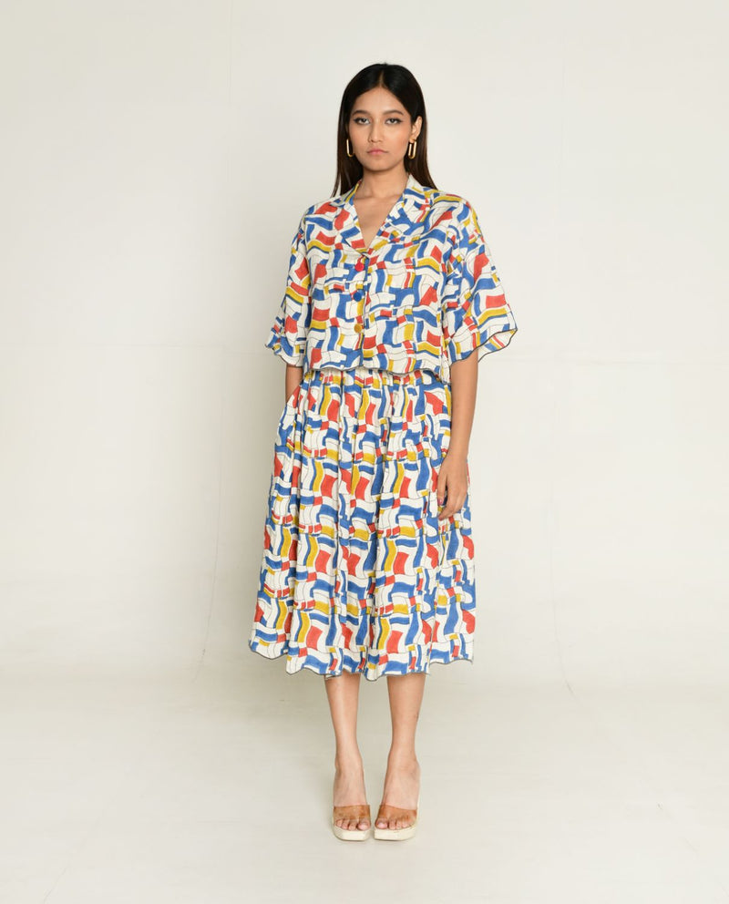Escher Co-Ord Shirt With Skirt