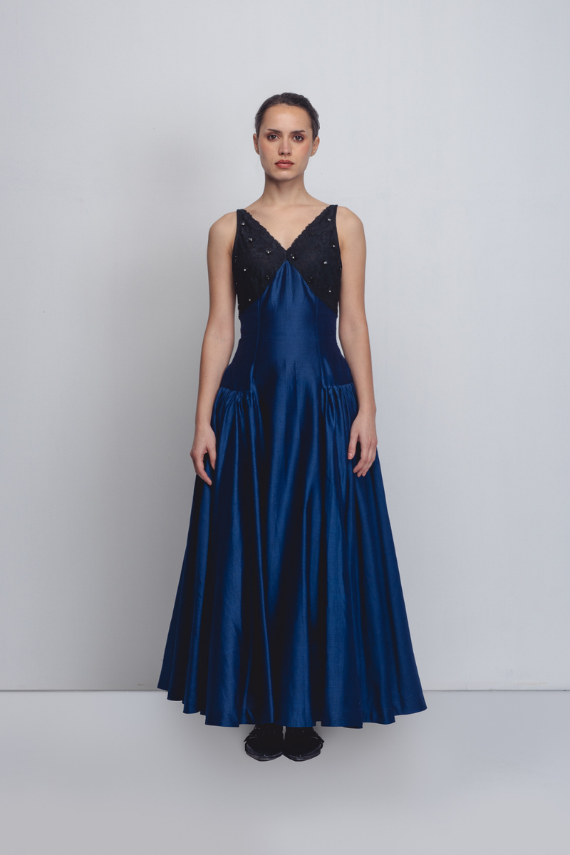 Riona Dress - Navy + Black cotton Buy Riona Dress - Navy + Black from C&W | Dresses for Women by Leh Studios in black color for women in Singapore