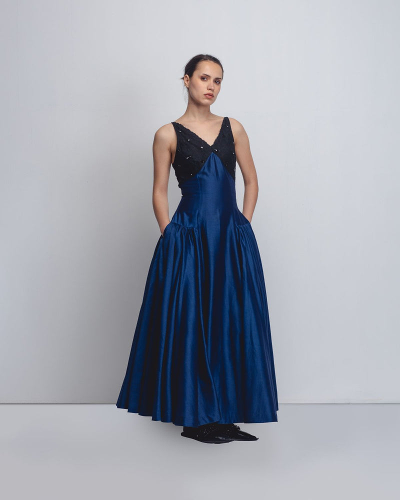 Riona Dress - Navy + Black cotton Buy Riona Dress - Navy + Black from C&W | Dresses for Women by Leh Studios in black color for women in Singapore