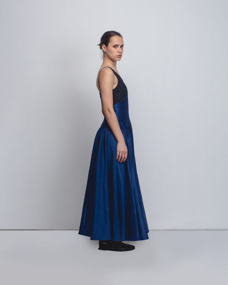 Riona Dress - Navy + Black cotton Buy Riona Dress - Navy + Black from C&W | Dresses for Women by Leh Studios in black color for women in Singapore