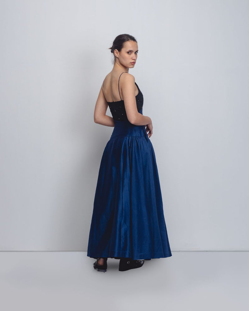 Riona Dress - Navy + Black cotton Buy Riona Dress - Navy + Black from C&W | Dresses for Women by Leh Studios in black color for women in Singapore