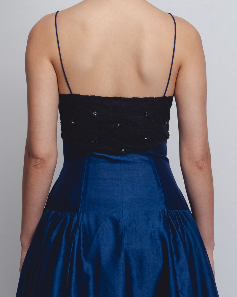 Riona Dress - Navy + Black cotton Buy Riona Dress - Navy + Black from C&W | Dresses for Women by Leh Studios in black color for women in Singapore