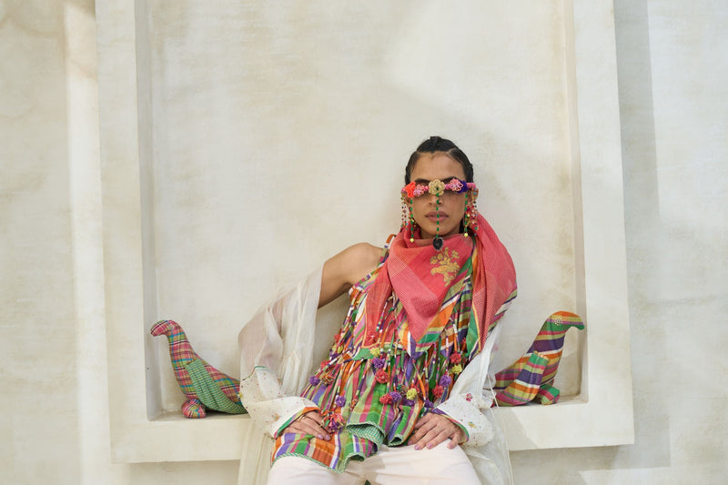 Romy Overlay cotton by SWATTI KAPOOR in white color for women in Singapore