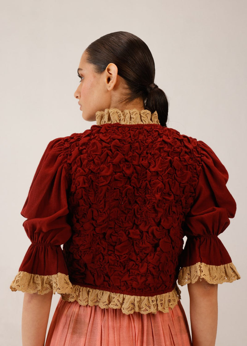 ROOSHED BLOUSE - RED by CORD for women in Singapore