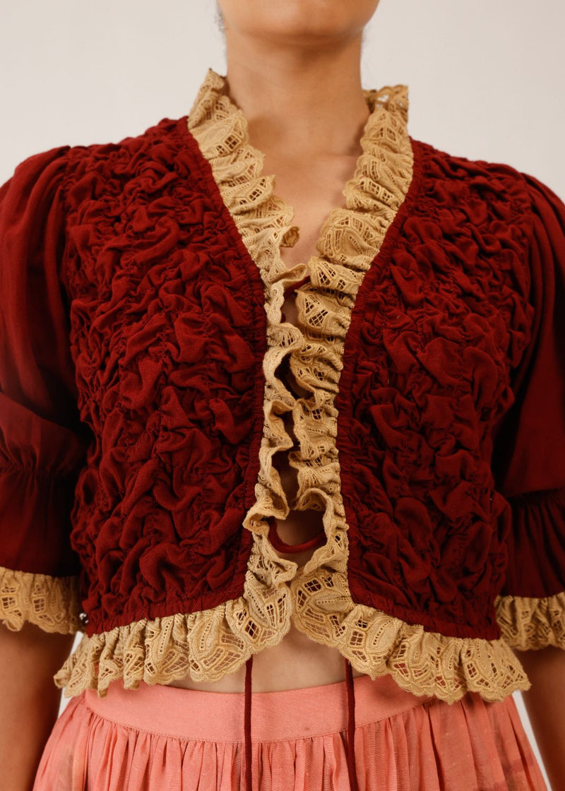 ROOSHED BLOUSE - RED by CORD for women in Singapore