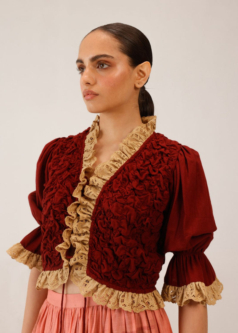 ROOSHED BLOUSE - RED by CORD for women in Singapore