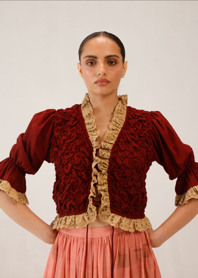 ROOSHED BLOUSE - RED by CORD for women in Singapore