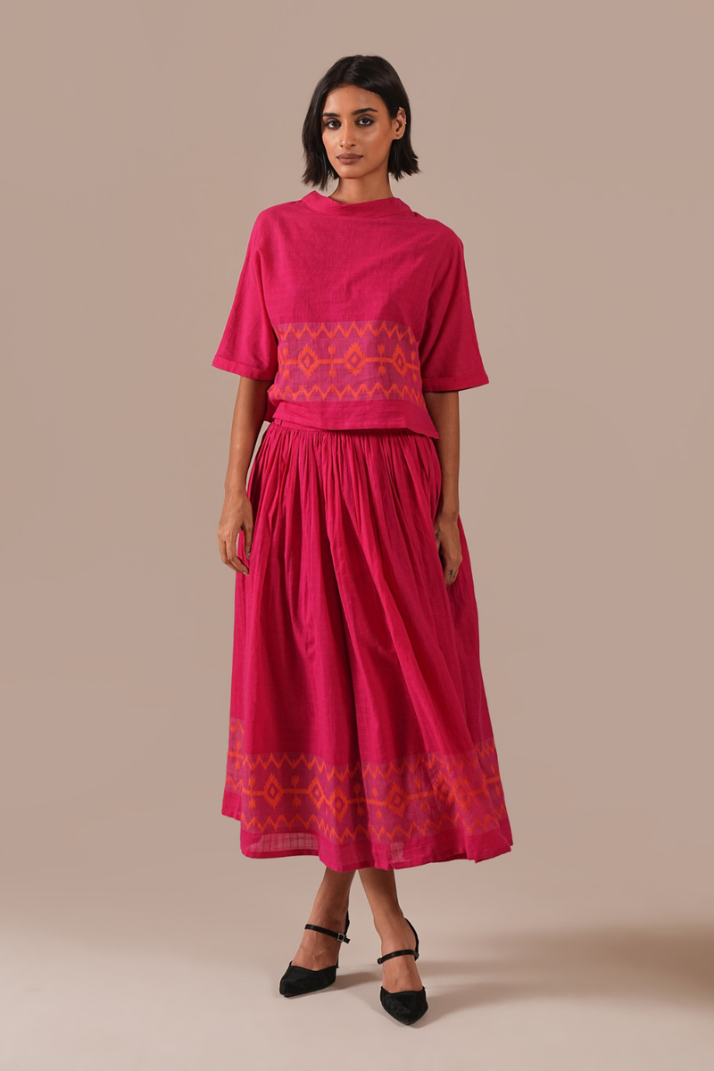 ROSE GLOW SET 100% cotton Buy ROSE GLOW SET from C&W | Co-Ord Sets for Women by Indigo Dreams in red color for women in Singapore