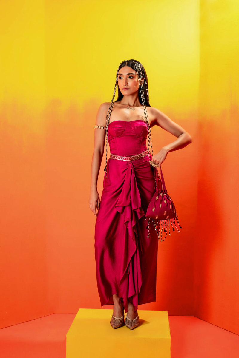 Tara Pink Blouse with Ruffled Skirt