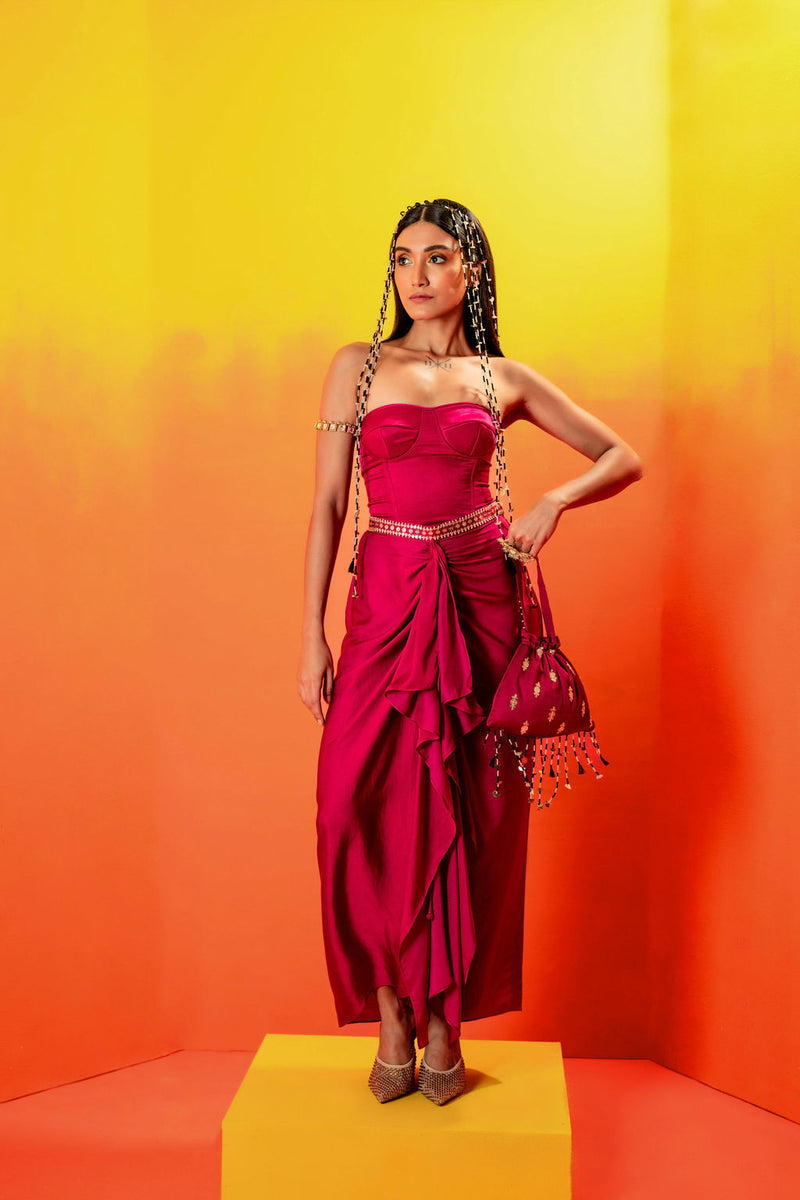 Tara Pink Dress with Half Cape