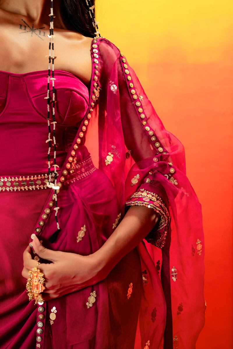 Tara Pink Dress with Half Cape