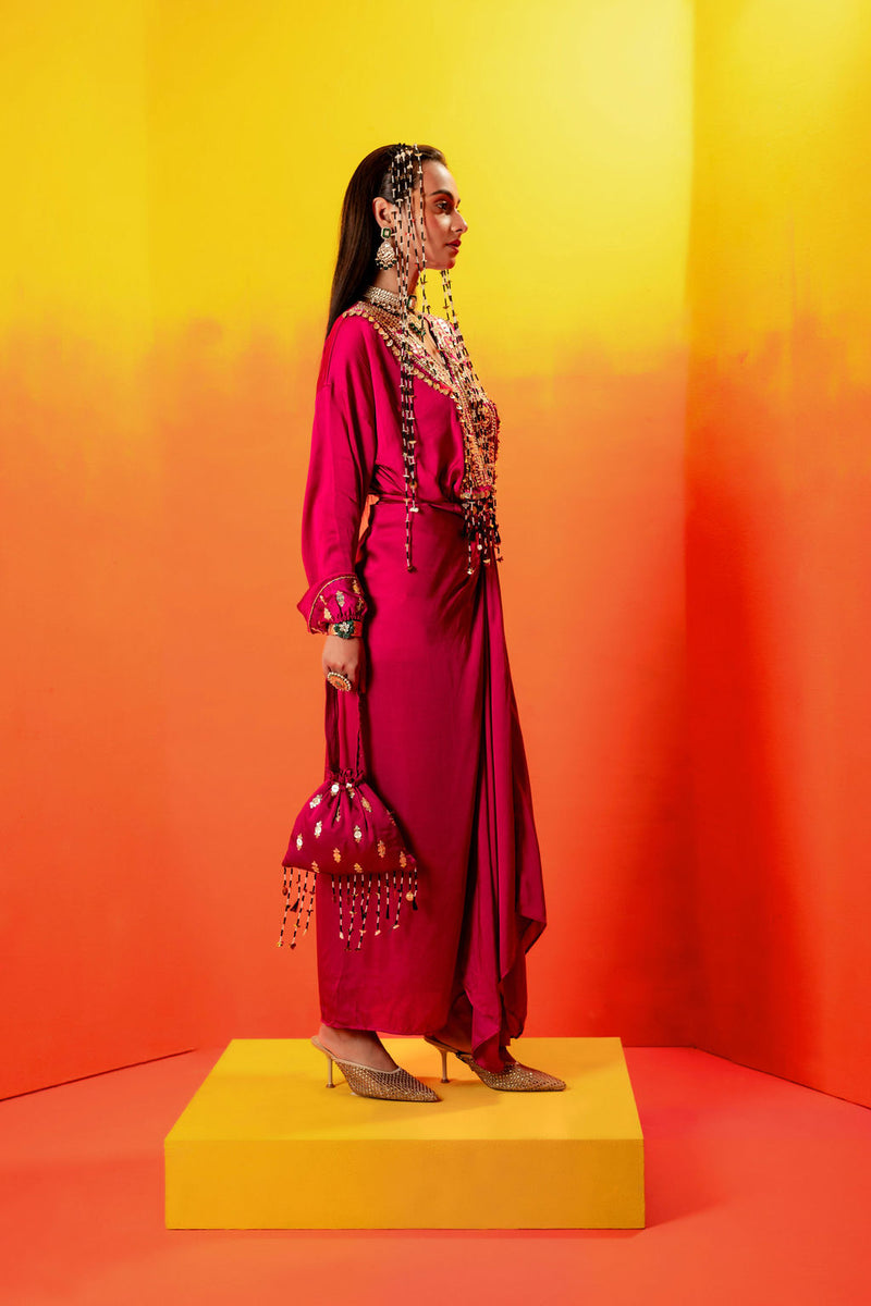 Tara Pink Festive Tie up Kurta Dress