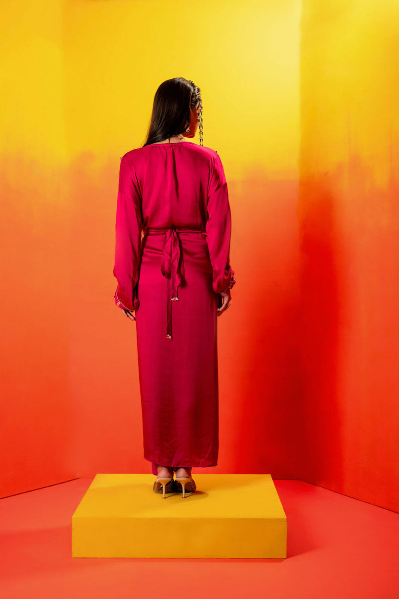 Tara Pink Festive Tie up Kurta Dress