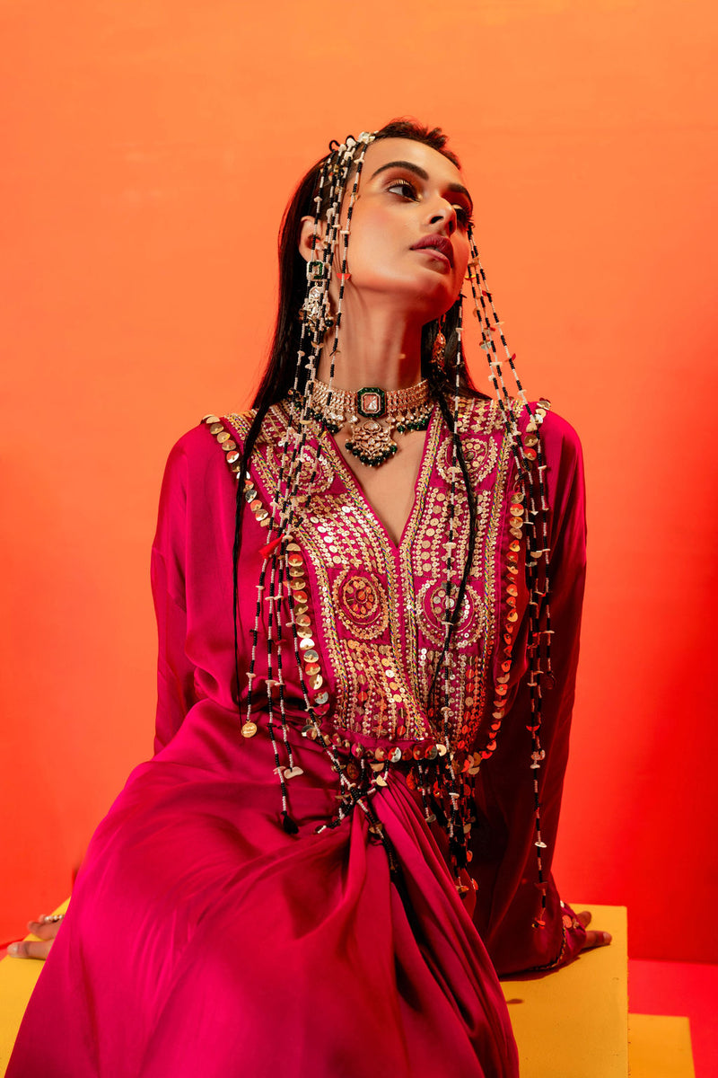 Tara Pink Festive Tie up Kurta Dress