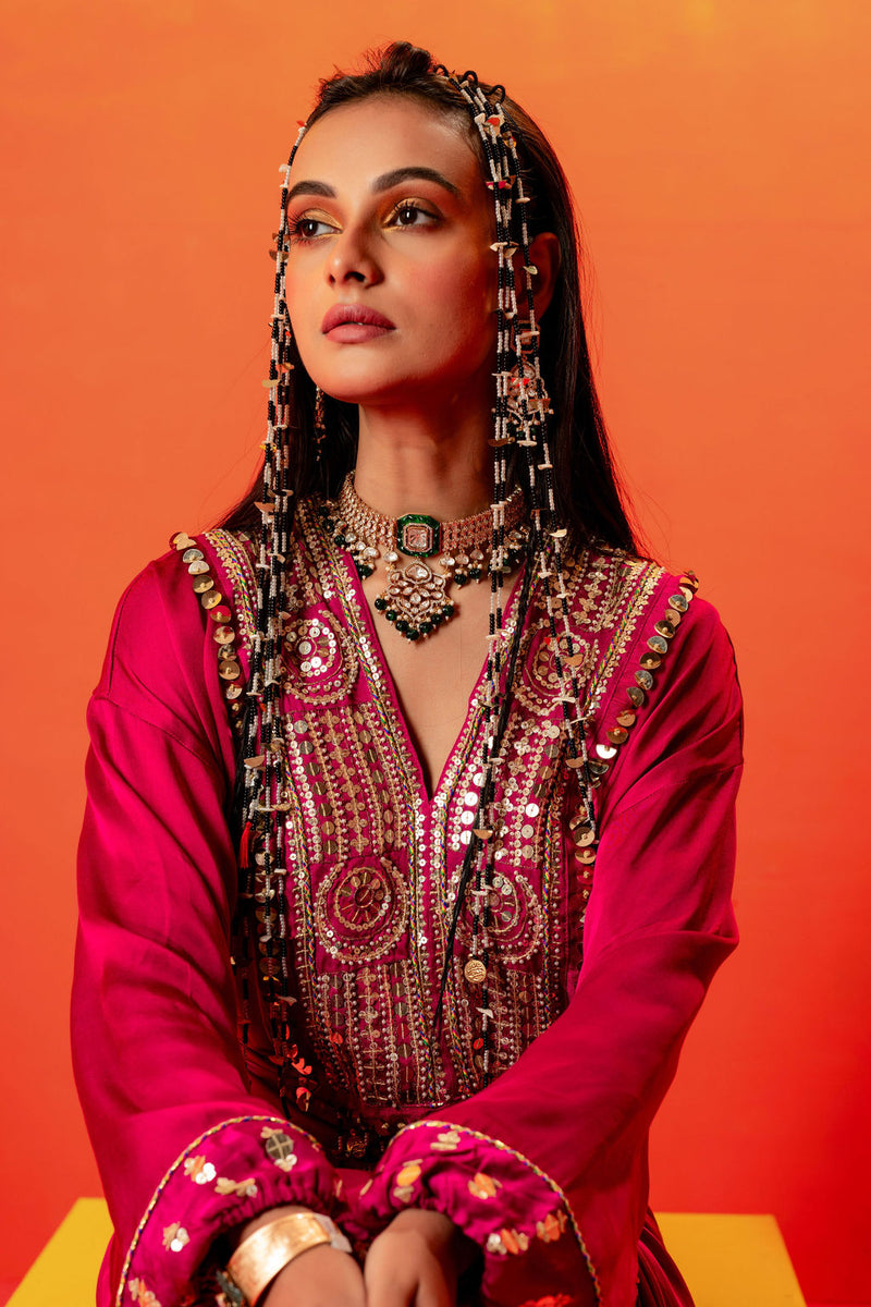 Tara Pink Festive Tie up Kurta Dress