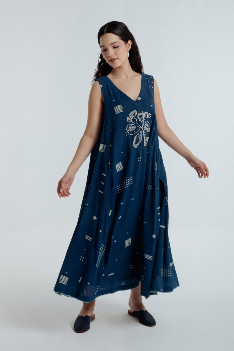 Indigo Shadow Maxi Dress