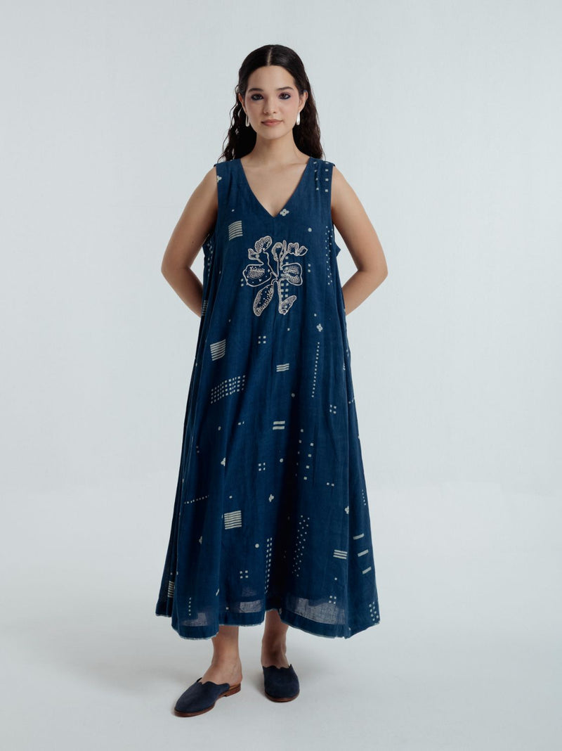 Indigo Shadow Maxi Dress