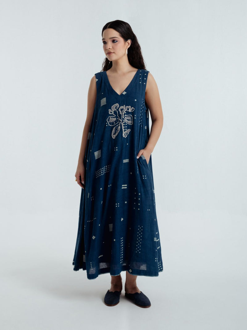 Indigo Shadow Maxi Dress