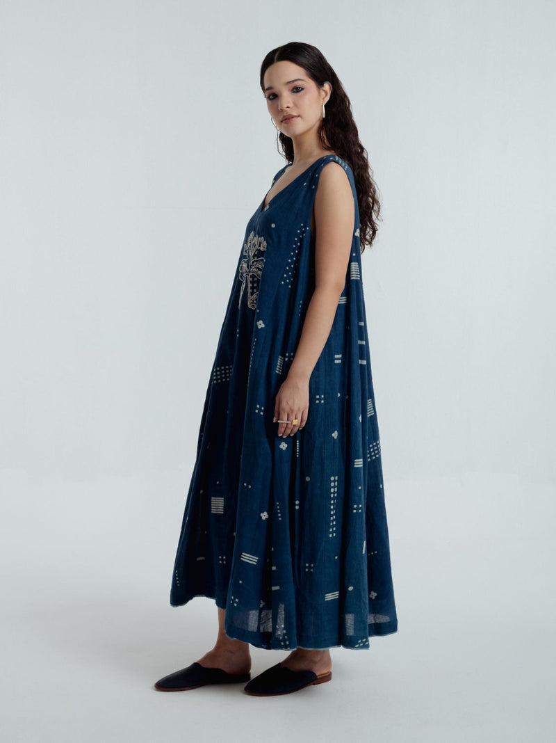 Indigo Shadow Maxi Dress